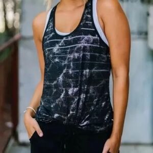 Zyia Black Reflective Havana Tank, Medium EUC